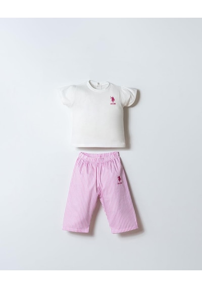 U.S. Polo Assn. Kız Bebek 2 Li T-şhirt Takım Beyaz-2275 Beyaz