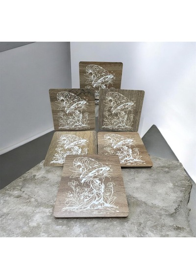 6 Lı Mdf Bardak Altlığı Dekoratif Ecceca1009 Karışık