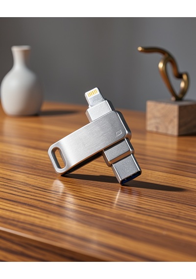Döner Tasarım 128gb Lightning Type C Usb Flash Bellek 128gb Apple iPhone Uyumlu otg-4