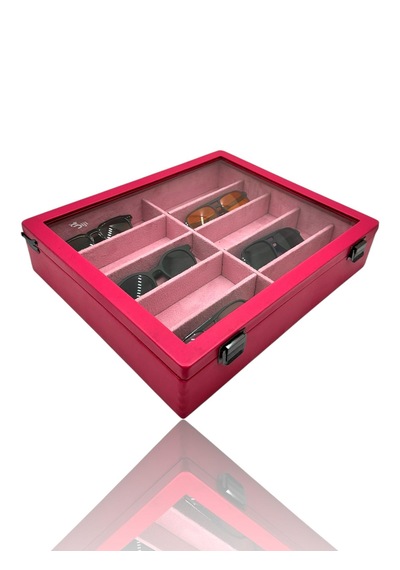 Diji 10'lu Gözlük Kutusu Gözlük Çantası Pembe İçi Pembe