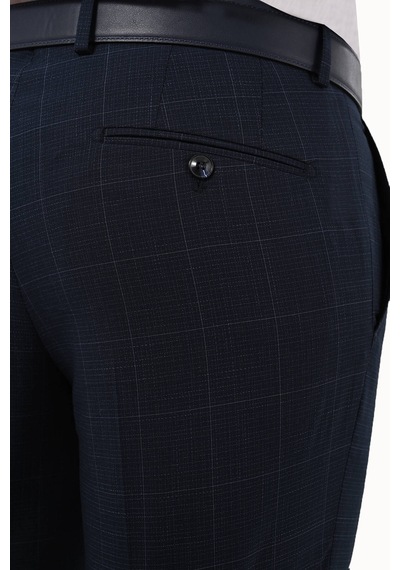 Erkek Lacivert Slim Fit Mono Yaka Takım Elbise