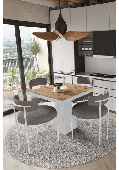 Avvio Savana Beyaz Lake Mdf Ayak 90x90 Yemek Masası Mutfak Masası 4 Kişilik Masa Takımı Teddy Sandalye Akça Avvio Savana Beyaz Lake Mdf Ayak 90x90 Yemek Masası Mutfak Masası 4 Kişilik Masa Takımı Teddy Sandalye Akça
