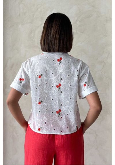 Verymoda Nakışlı Brode Gömlek - D2806 Kiraz