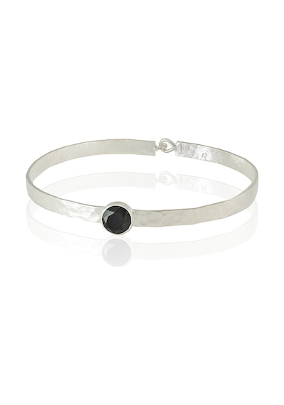 Kadir Jewellery 925 Ayar Gümüş Kaplama El İşçiliği Zirkon Taşlı Kadın Kelepçe Bilezik Siyah