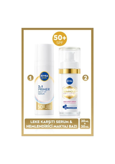 Sun Spf50 Primer Nemlendirici Makyaj Bazı 30ml Ve Luminous630 Thiamidol Leke Karşıtı Cilt Serum30ml