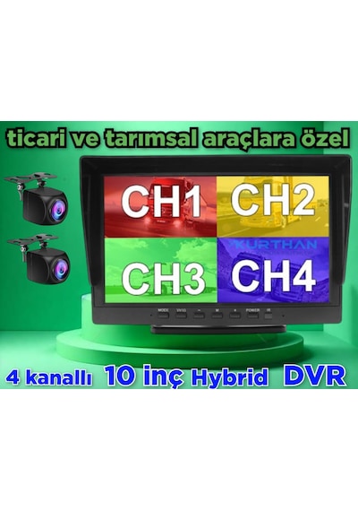 10 İnç Dvr Ekran 2 Adet 170'' Balık Gözü Lens Geniş Açı Kamera
