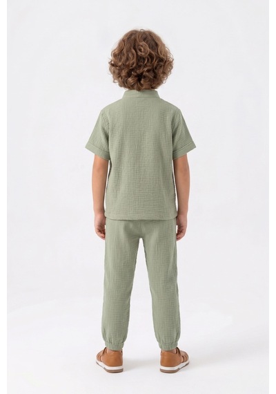 Mnk Baby & Kids Pamuklu Müslin Kumaş Yazlık Uzun Pantolon Kısa Kol Rahat Takım M00842 Yeşil Mnk Baby & Kids Pamuklu Müslin Kumaş Yazlık Uzun Pantolon Kısa Kol Rahat Takım M00842 Yeşil