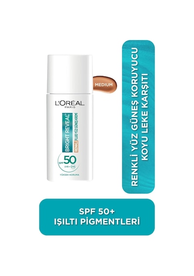 Bright Reveal Spf 50+ Koyu Leke Karşıtı Renkli Fluid Günlük Yüz Güneş Kremi 50 Ml - Medium