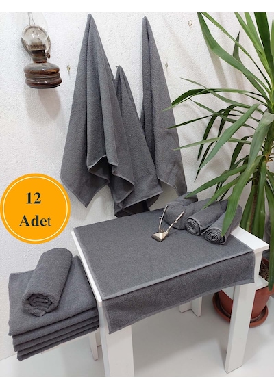 12'li Gri Kuaför Berber Havlusu 50 x 90 CM Profesyonel Saç Kurutma Havlusu Ekonomik Set