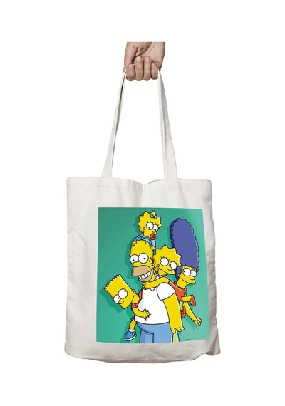 Art Hediye Simpson İki Tarafı Kalıcı Baskılı Yıkanabilir Çanta Çok Renkli