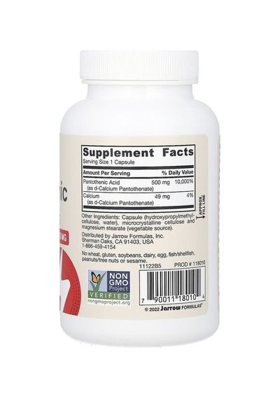 Jarrow Formulas, Pantothenic Acid B5, 100 Veg Caps