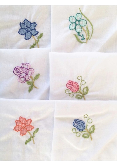 Elif Mira Hediyelik İşlemeli Bayan Mendili 6 Lı Paket 28x28 Cm 100 Pamuk Çok Renkli