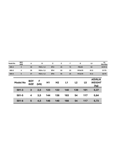 502-5 Tabansız İtme Çekme Bağlantı Elemanı 23832