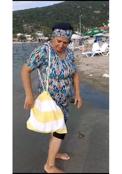 Çanta Olabilen %100 Pamuk Standart Beden Plaj Banyo Bornoz Sarı