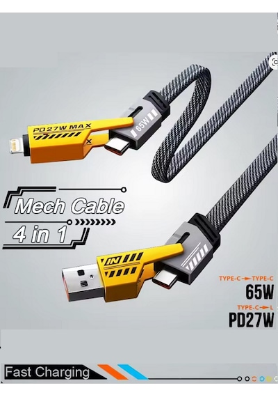 Samsung Uyumlu 4in1 Type-c Hızlı Şarj Kablosu Silikon Kopmaz Kırılmaz