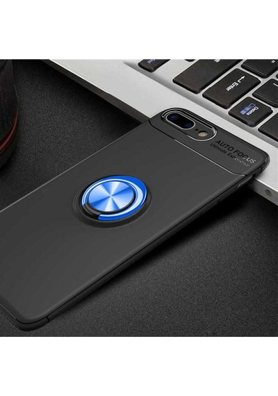 Apple Uyumlu iPhone 7 Plus Kılıf Zore Ravel Silikon Kapak Siyah-Mavi