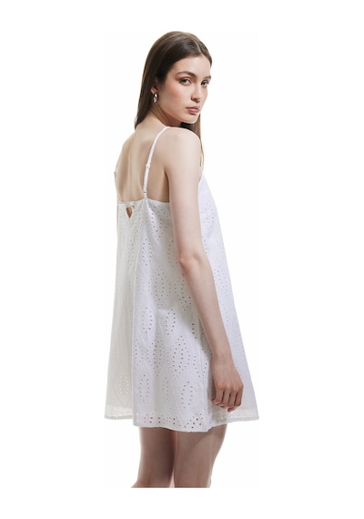 Koton Pamuklu A Kesim Mini Halter Yaka İnce Askılı Fisto Elbise Beyaz 5sak80105pw Beyaz