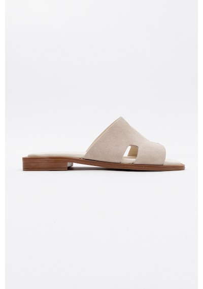 Luvishoes Luvi Shoes Jez Bej Süet Hakiki Deri Kadın Terlik Bej