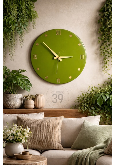 Dekoratif Epoksi Duvar Saati 40 Cm, Army Green Modern Tasarım, Altın Detaylı, Sessiz Mekanizma, Yeni Ev Hediyesi Yeşil - Altın Dekoratif Epoksi Duvar Saati 40 Cm, Army Green Modern Tasarım, Altın Detaylı, Sessiz Mekanizma, Yeni Ev Hediyesi Yeşil - Altın
