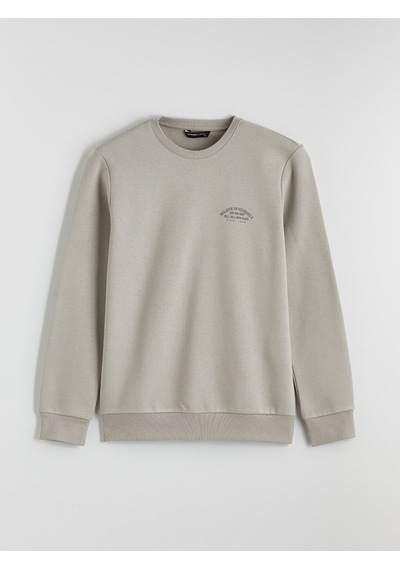 Lcwaıkıkı Classic Gri Bisiklet Yaka Baskılı Erkek Kalın Sweatshirt