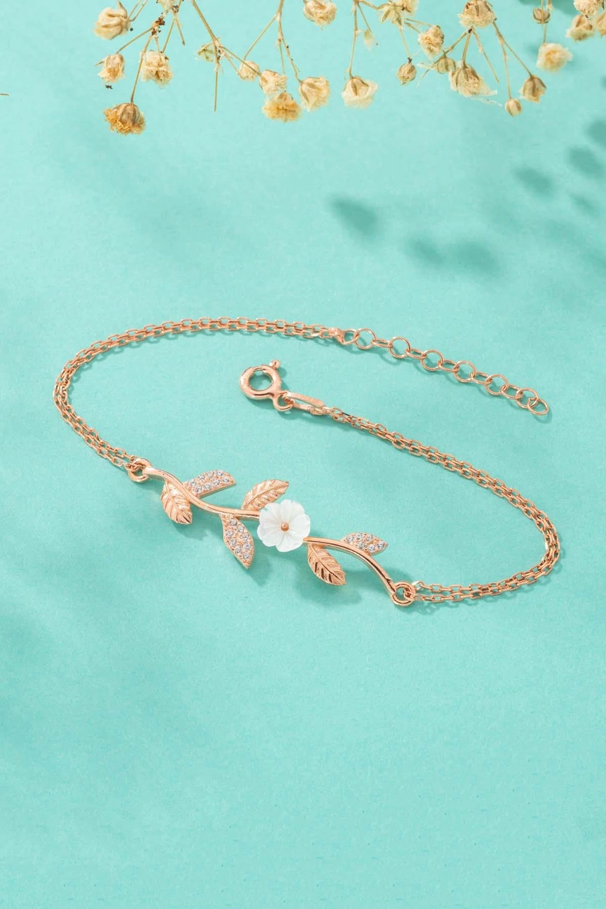 Gümüş Pazarım Manolya Çiçeği Kadın Rosegold Gümüş Bileklik Diğer