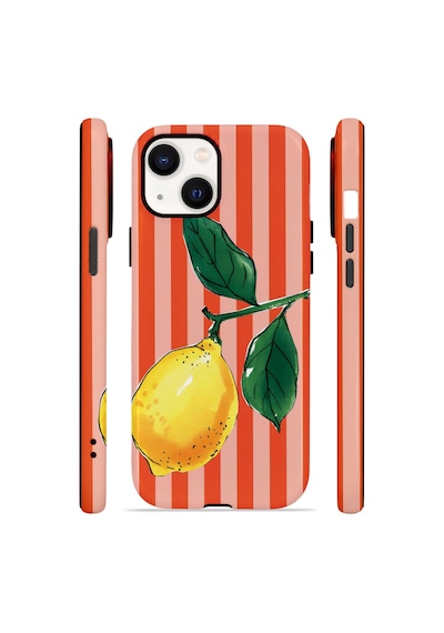 Apple iPhone Uyumlu 14 Vorian Çift Katmanlı Magsafe Kılıf Sicilian Lemon Red Stripe