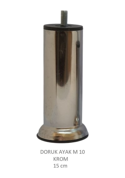 Doruk Ayak, Cıvatalı Baza Koltuk Dolap Ayağı, Metal, Krom, M10, 15 Cm Krom