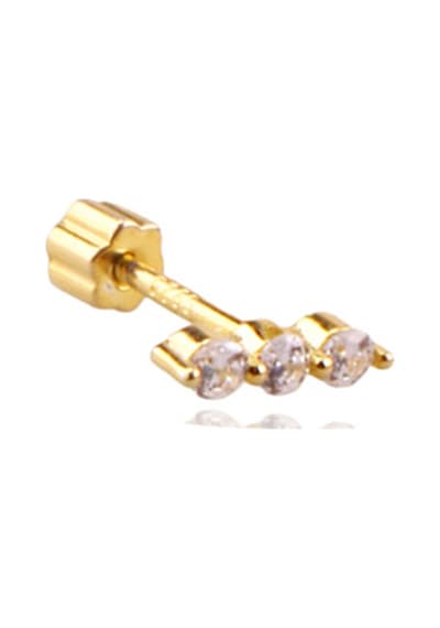 Liu S 29 Şık Gümüş Piercing 925 Ayar, Altın Kaplama, Zirkon Taşlı Ms3844 Altın