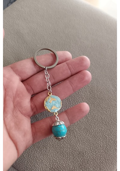 Firuze Anahtarlık Doğal Taş Anahtarlık 14 Mm Firuze Doğal Taş Anahtarlık