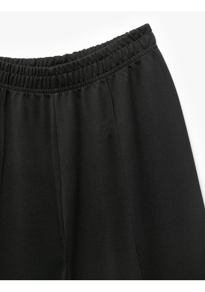 Koton Pamuklu Beli Lastikli Geniş Paça Siyah Kız Çocuk Pantolon 6wkg40071ak Siyah