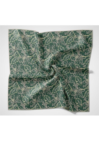 Silk Home Pamuk Polyester Soft Eşarp Patina Yeşili Lilium Desenli Kaymaz Dokulu 90x90 Çok Renkli