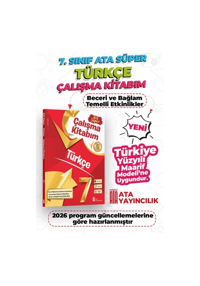 7. Sınıf Türkçe Ata Süper Çalışma Kitabım Yeni