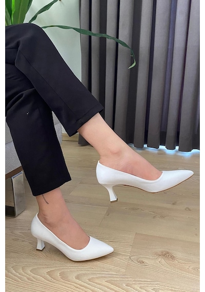 Preshley Kadın Sity Beyaz 6 Cm İnce Topuklu Stiletto Beyaz