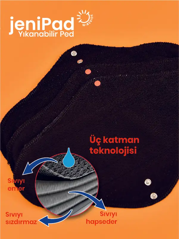 Pamuk Yıkanabilir Sızdırmaz Kadın Pedi Günlük 6 Adet
