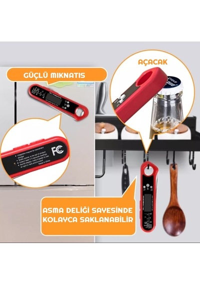 Çıkarılabilir Multi Problu Paslanmaz Et Yemek Gıda Termometresi