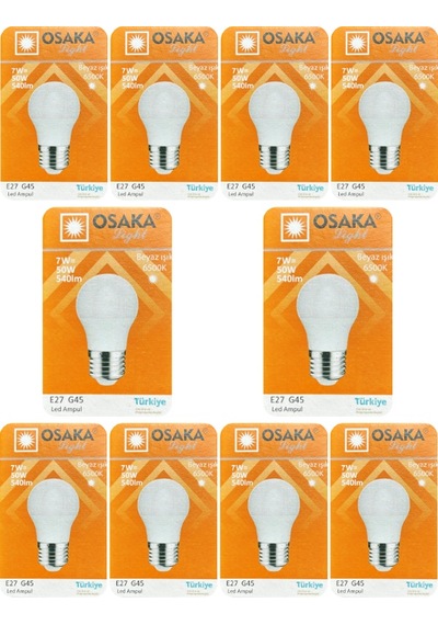 10 Adet Osaka 7w 50w Beyaz Işık E27 Duylu Kalın Duy Led Ampul