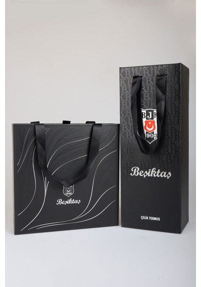 X Dekomus Lisanslı Beşiktaş Özel Çanta Kutulu 550 Ml Çelik Termos Ve Çantalı Deri Ajanda Roller Tükenmez Kalem Seti Açık Gri