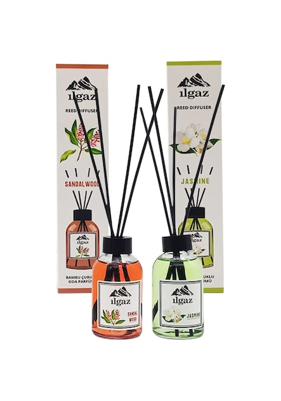 Ilgaz Jasmine Bambu Çubuklu Oda Kokusu 110 Ml & Sandal Ağacı Bambu Çubuklu Oda Kokusu 110 Ml 2'li Ortam Kokusu Seti Yasemin - Sandal
