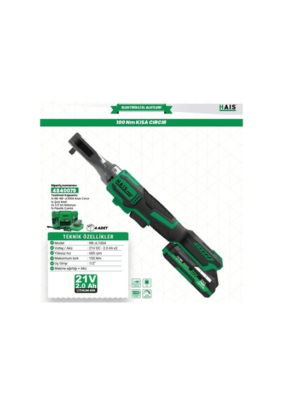 Hais Pro Rb-jl100a 21 V Çift Akülü 2 Ah Kısa Somun Sıkma Makinesi