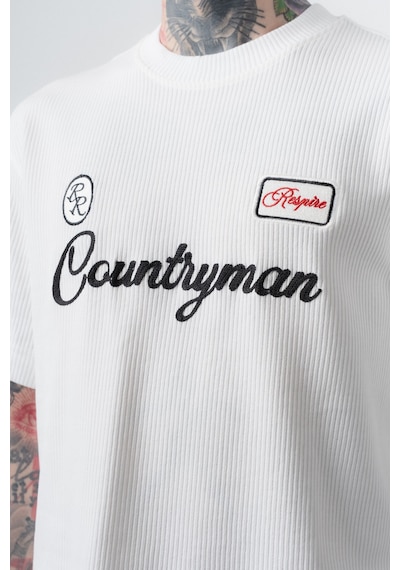 Erkek Countryman Nakışlı Regular Fit T-shirt Şort Takım Ekru