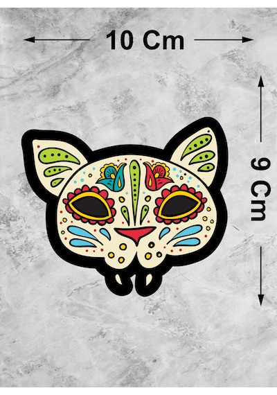 Desenli Kedi Sticker - Araba Oto Motosiklet Karavan Laptop Cam Sticker - 00285 10X9 Cm
