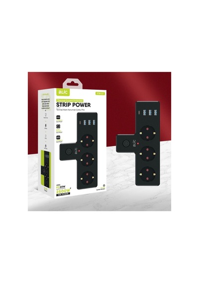 Ftr-12 - 3xusb-a 3xsoket 1xusb-c 2500 Pd20w Akım Korumalı Priz