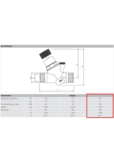 Braukmann Honeywell 3/4" Su Basınç Düşürücü Vana - Manometre Hediyeli - D04fm-3/4a Dn20 - 3/4"