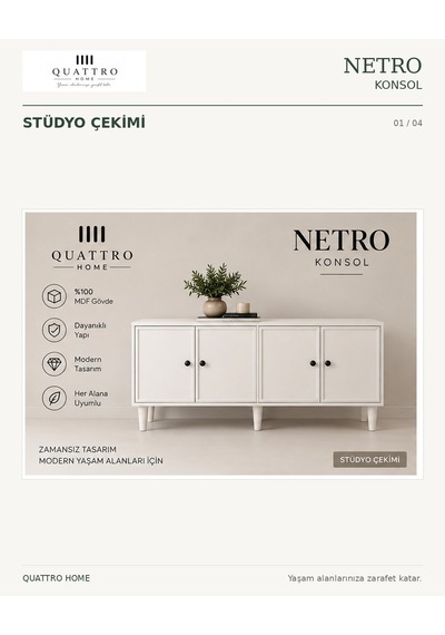 Netro Konsol Beyaz Kapaklı