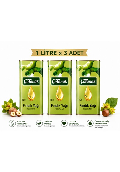Çotanak Fındık Yağı 1 L X 3 Adet