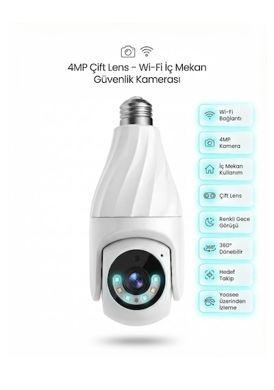 Shufa D306 Akıllı Ev Wi-fi Güvenlik Kamerası 360 Dönebilir - Gece Görüşü