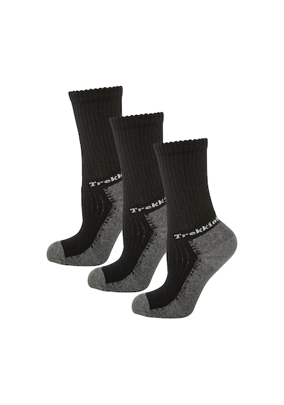 Thermoform Trekking Extra Dolgulu, Darbe Emici Kışlık Unisex Çocuk Çorap 3'lü Paket Siyah Renkli