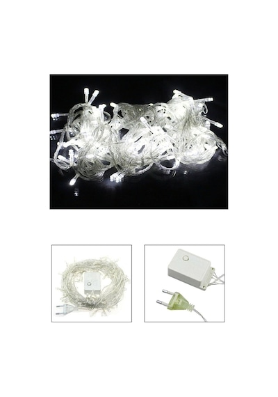 Mor Renk Yılbaşı Ağacı Doğum Günü Parti Led Işık 8 Animasyonlu 100 Ledli 10 Metre Fişli - Beyaz