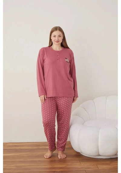 Boyraz Lindros Kadın Pamuklu Düğme Yaka Raporlu İnterlok Battal Pijama Takımı 05121 - 1 Adet Gülkurusu Boyraz Lindros Kadın Pamuklu Düğme Yaka Raporlu İnterlok Battal Pijama Takımı 05121 - 1 Adet Gülkurusu