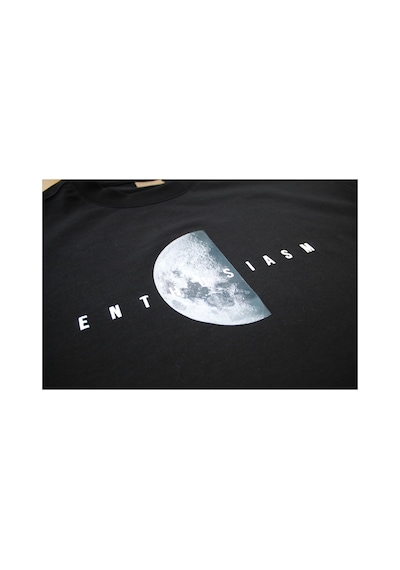 Wild Wood Garment Wild Wood "lunar Moon" Kabartılı Baskılı Premium Oversize T-shirt Siyah